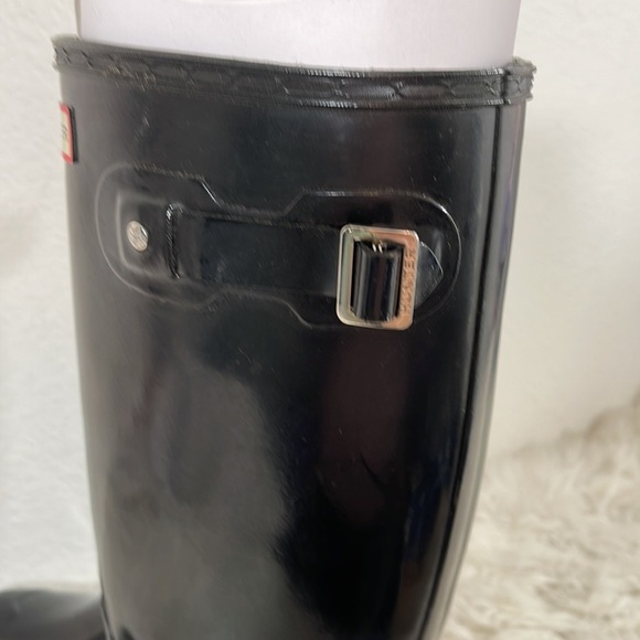 HUNTER Original Tall Black Gloss Rain Boots Waterproof 
Size 7 New - Picture 11 of 16